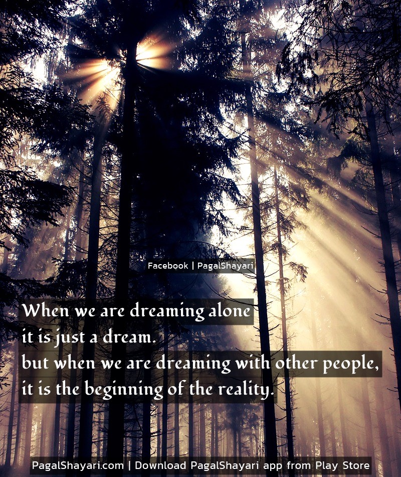 When we are dreaming alone
it is just a dream